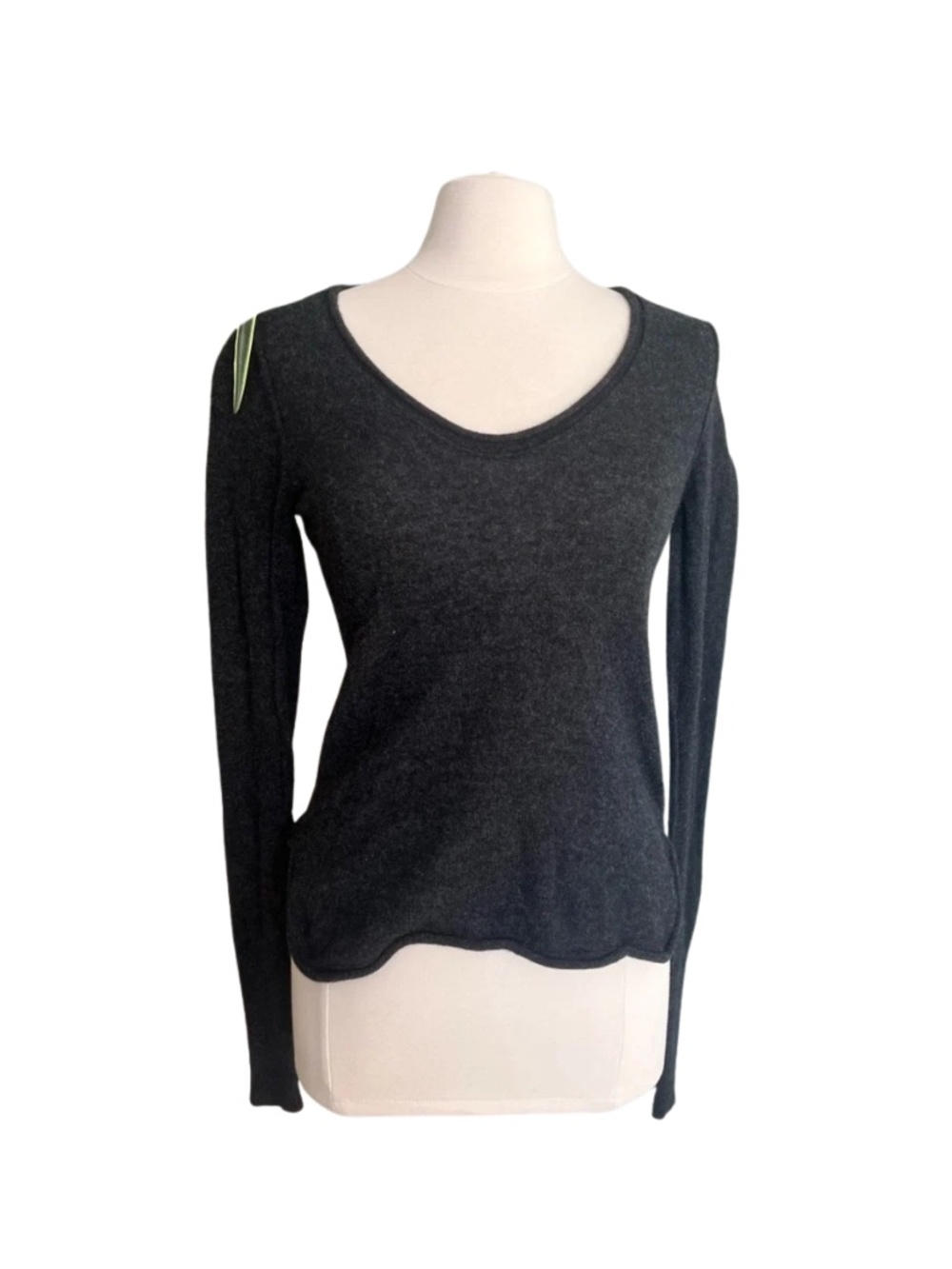 James Perse Gray Lightweight Sheer Scoop Neck Sweater Size 2